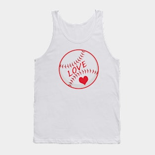 Baseball Lover Women's Cute Baseball Love Heart Baseball Mom Tank Top